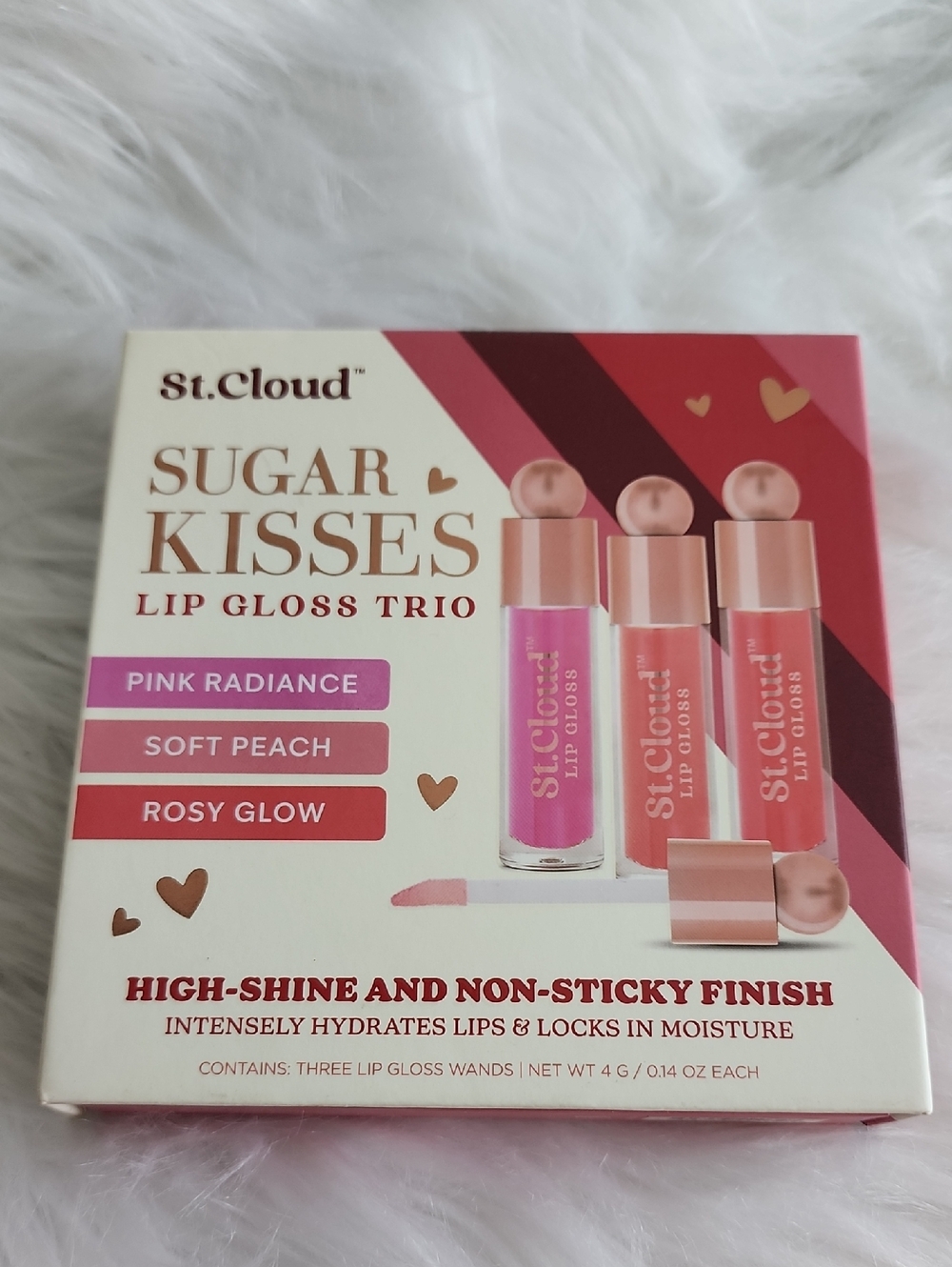 St. Cloud Sugar Kisses Lip Gloss Trio: Pink Radiance, Soft Peach & Rosy Glow NWT - Picture 2 of 7